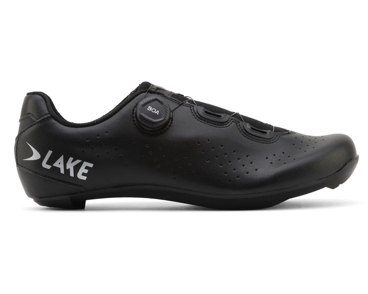 Lake Cycling CX178 Road Shoes (Black/Silver) (45)
